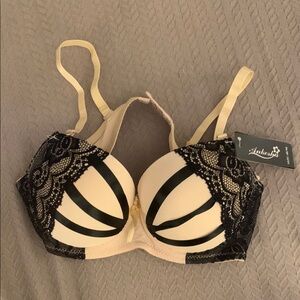 Black and Cream Lace Bra
